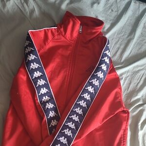Kappa Red Track Jacket with Logo Stripes